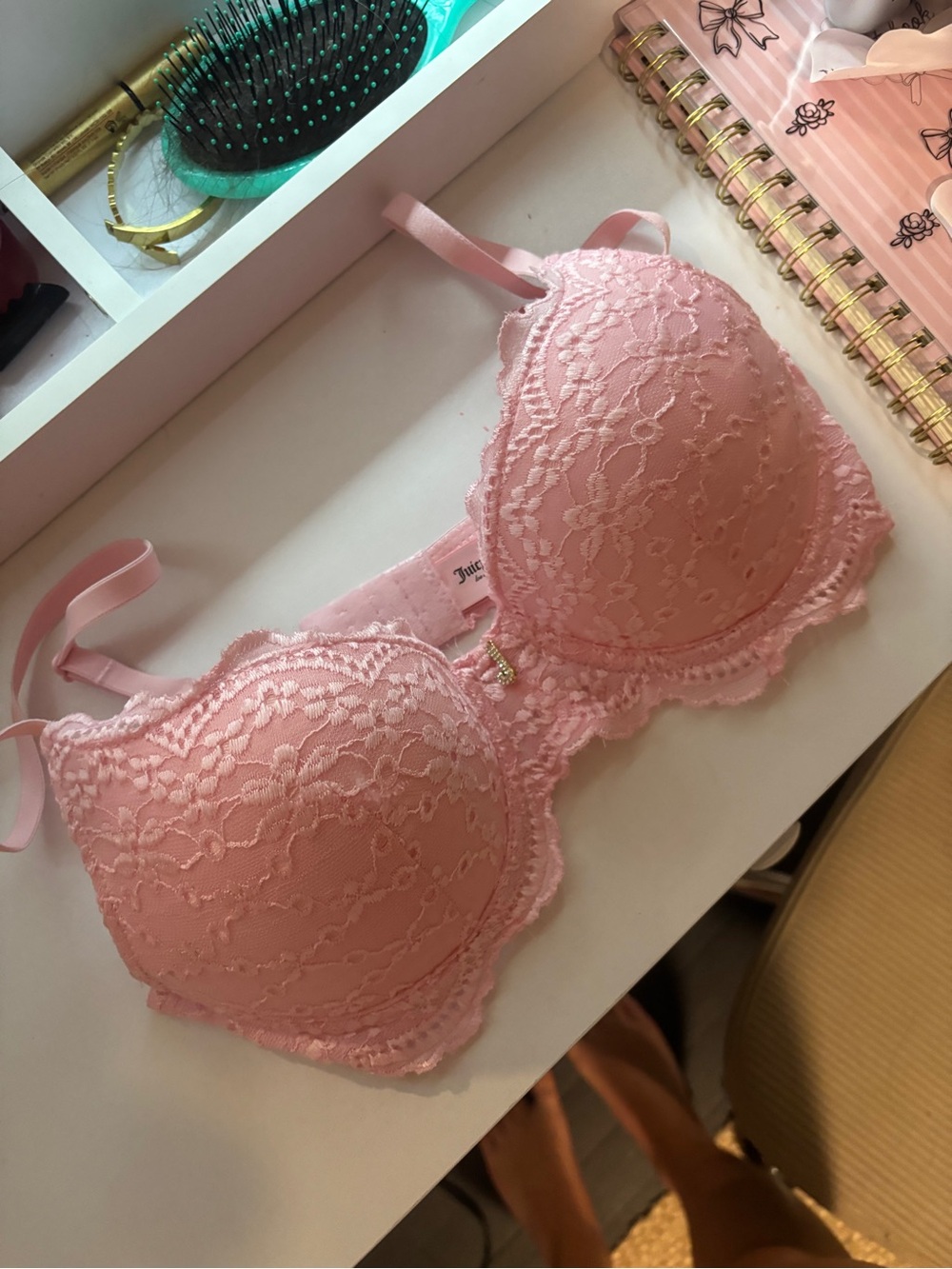 Juicy Couture Blush Pink Lace Underwire Bra